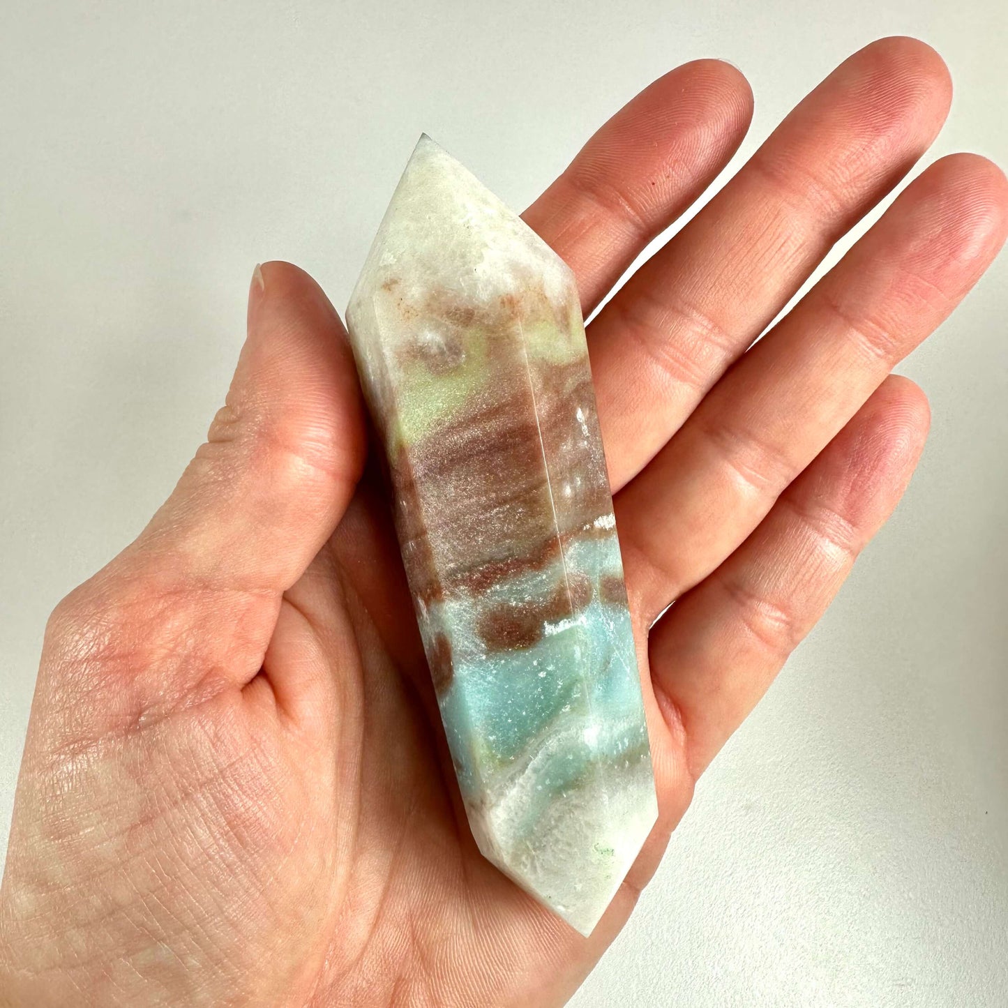 Amazonit dobbelt termineret, mat