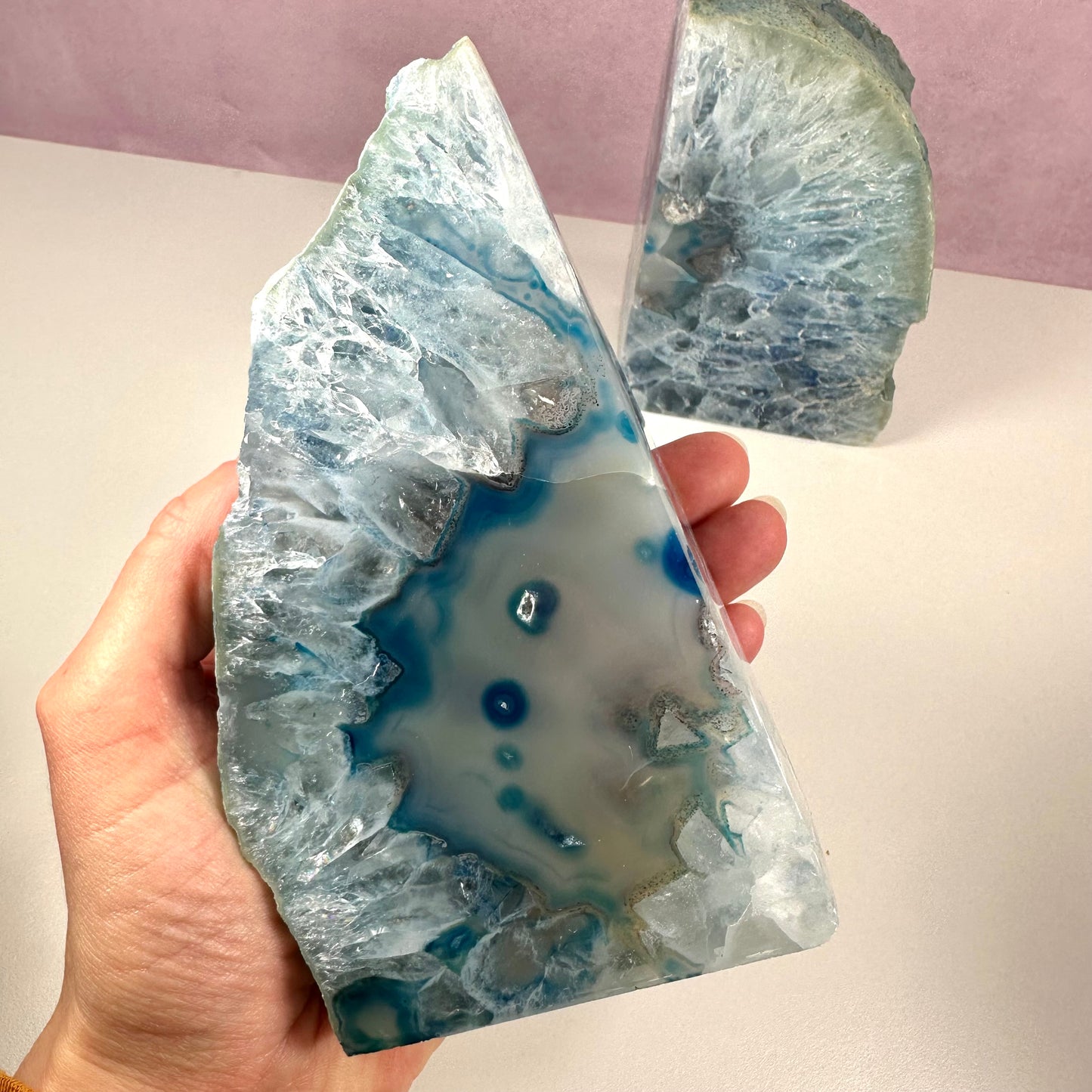 Kvarts bogstøtte, blå