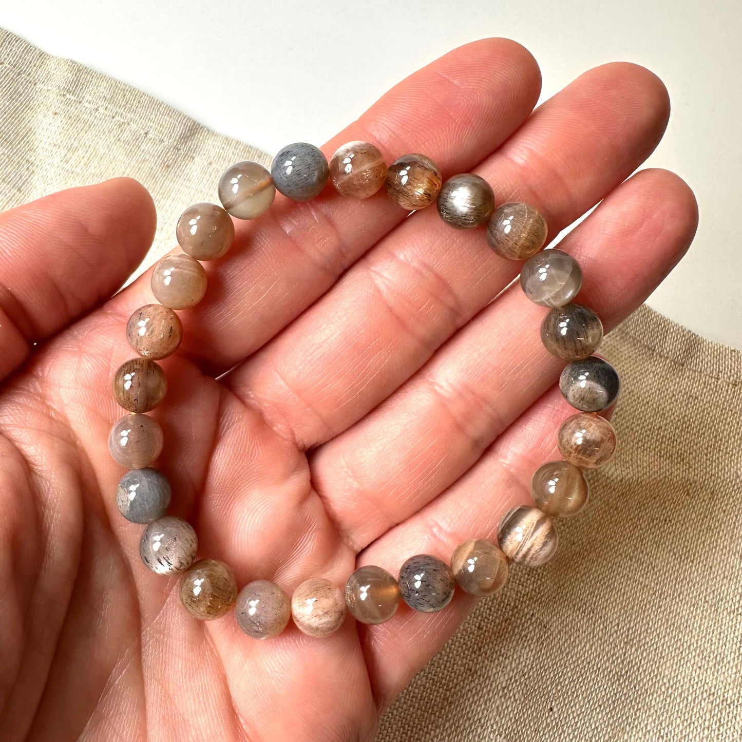 Sort månesten armbånd