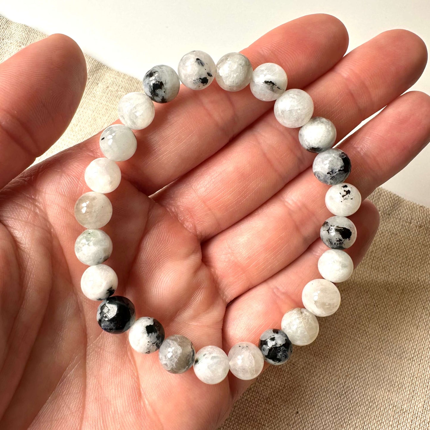 Regnbue månesten armbånd