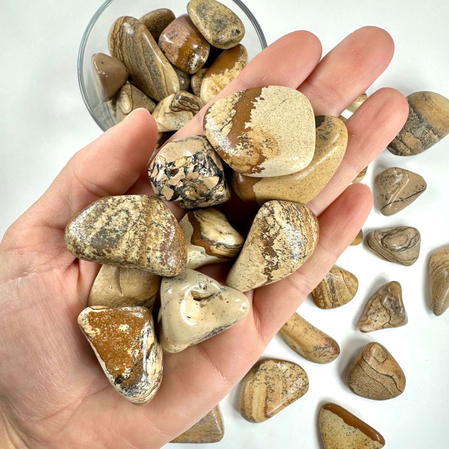 Jaspis landskab lommesten