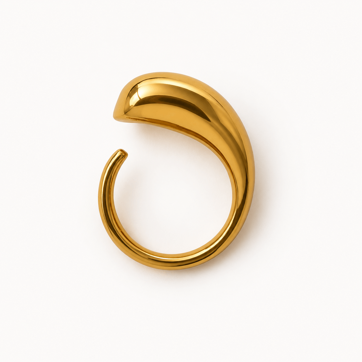 Drop fingerring i rustfrit stål - gylden
