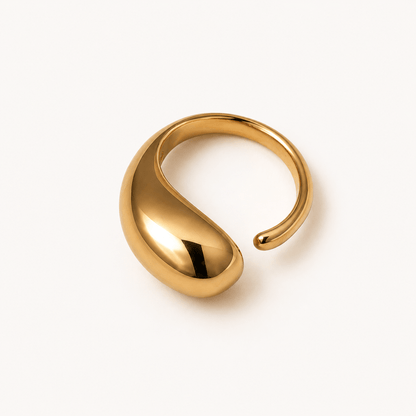 Drop fingerring i rustfrit stål - gylden