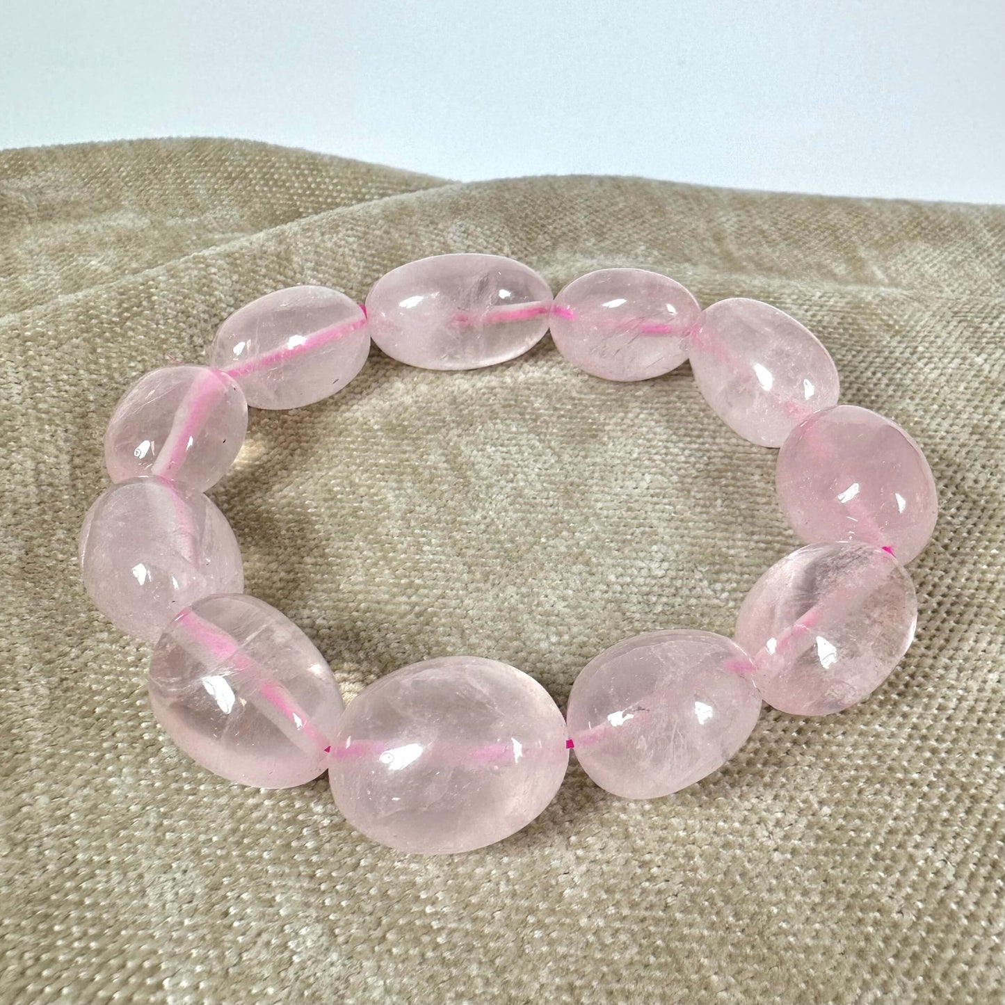 Rosenkvarts oval armbånd