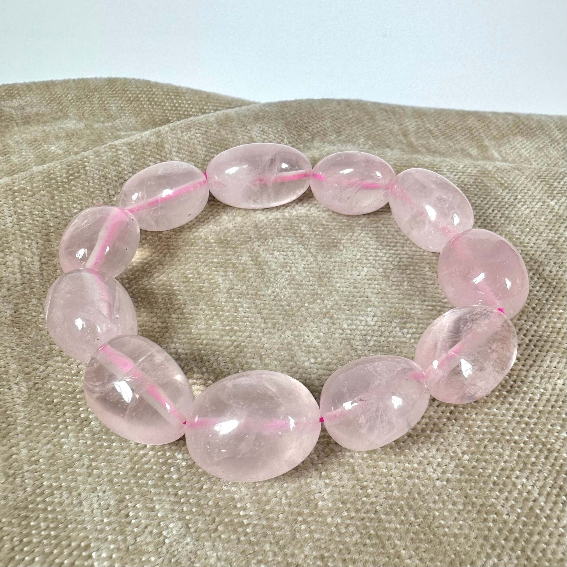 Rosenkvarts oval armbånd