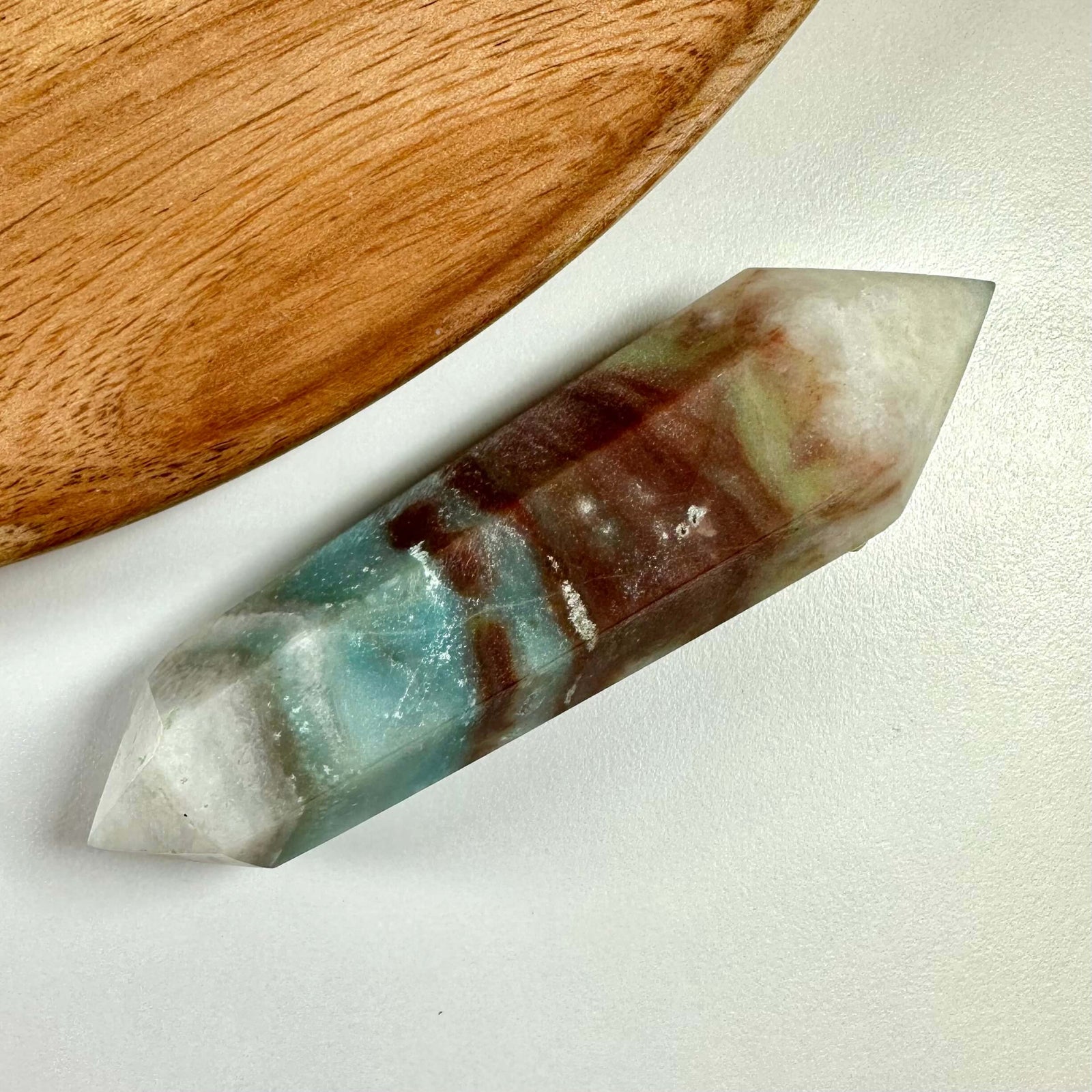 Amazonit dobbelt termineret, mat