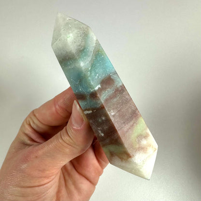 Amazonit dobbelt termineret, mat