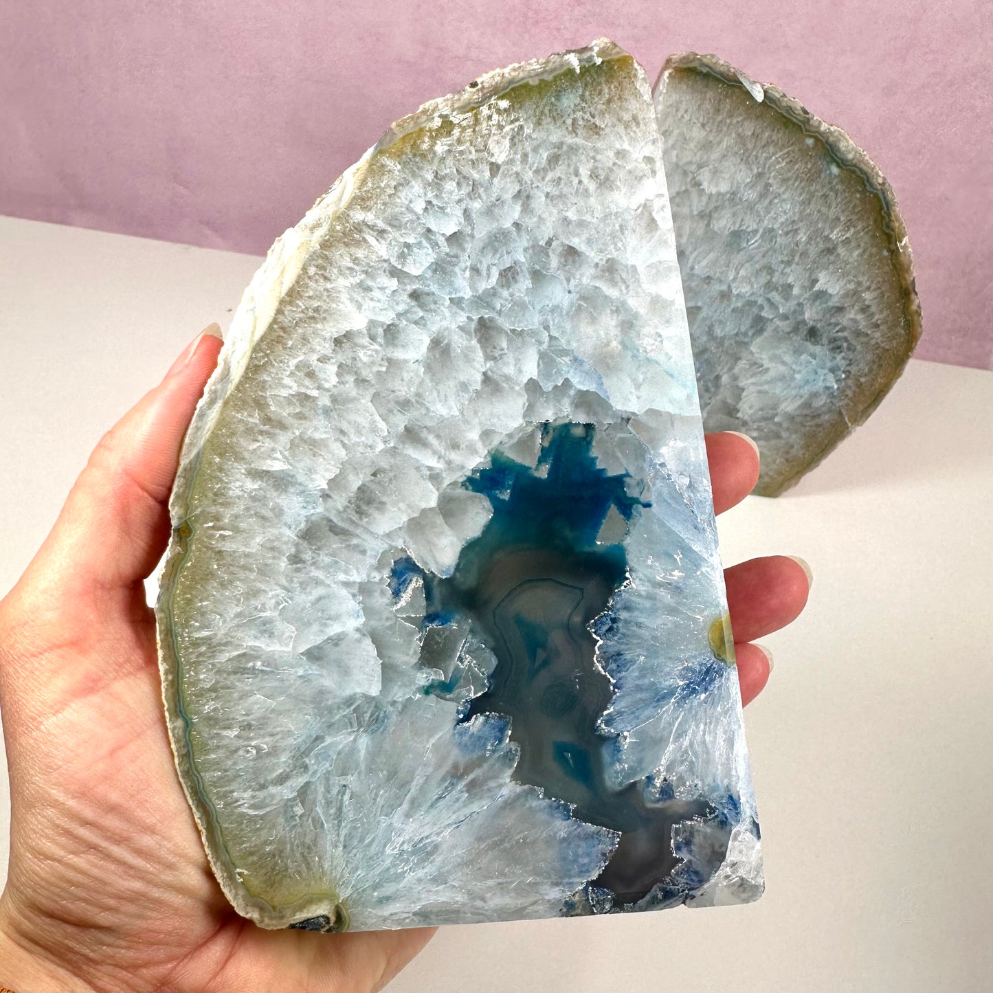 Kvarts bogstøtte, blå