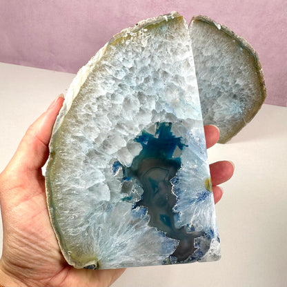 Kvarts bogstøtte, blå