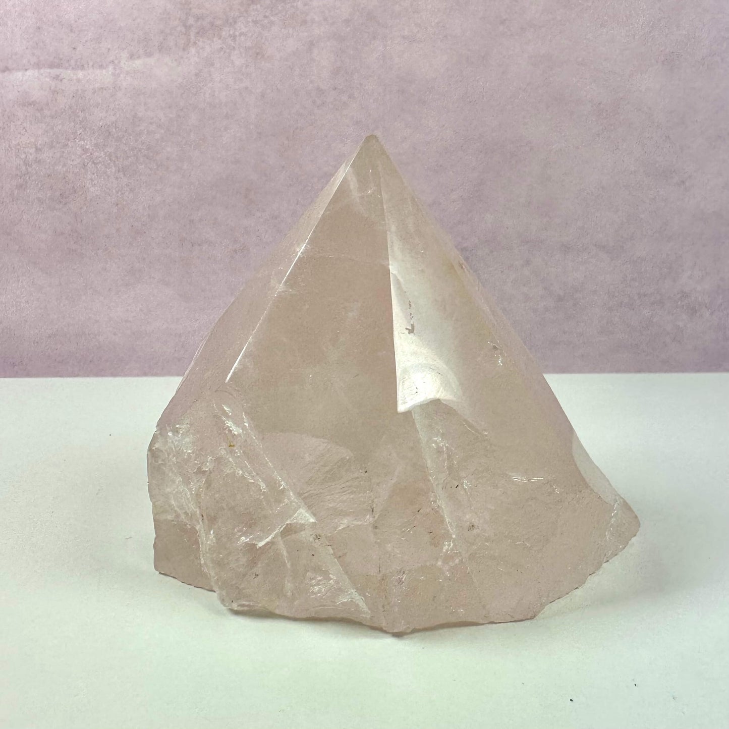 Rå Rosenkvarts, poleret spids