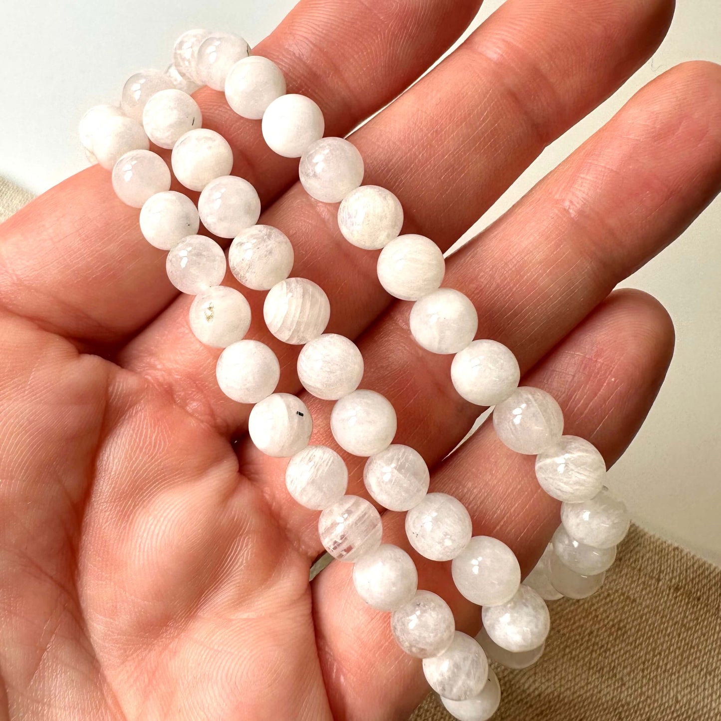 Hvid Månesten armbånd