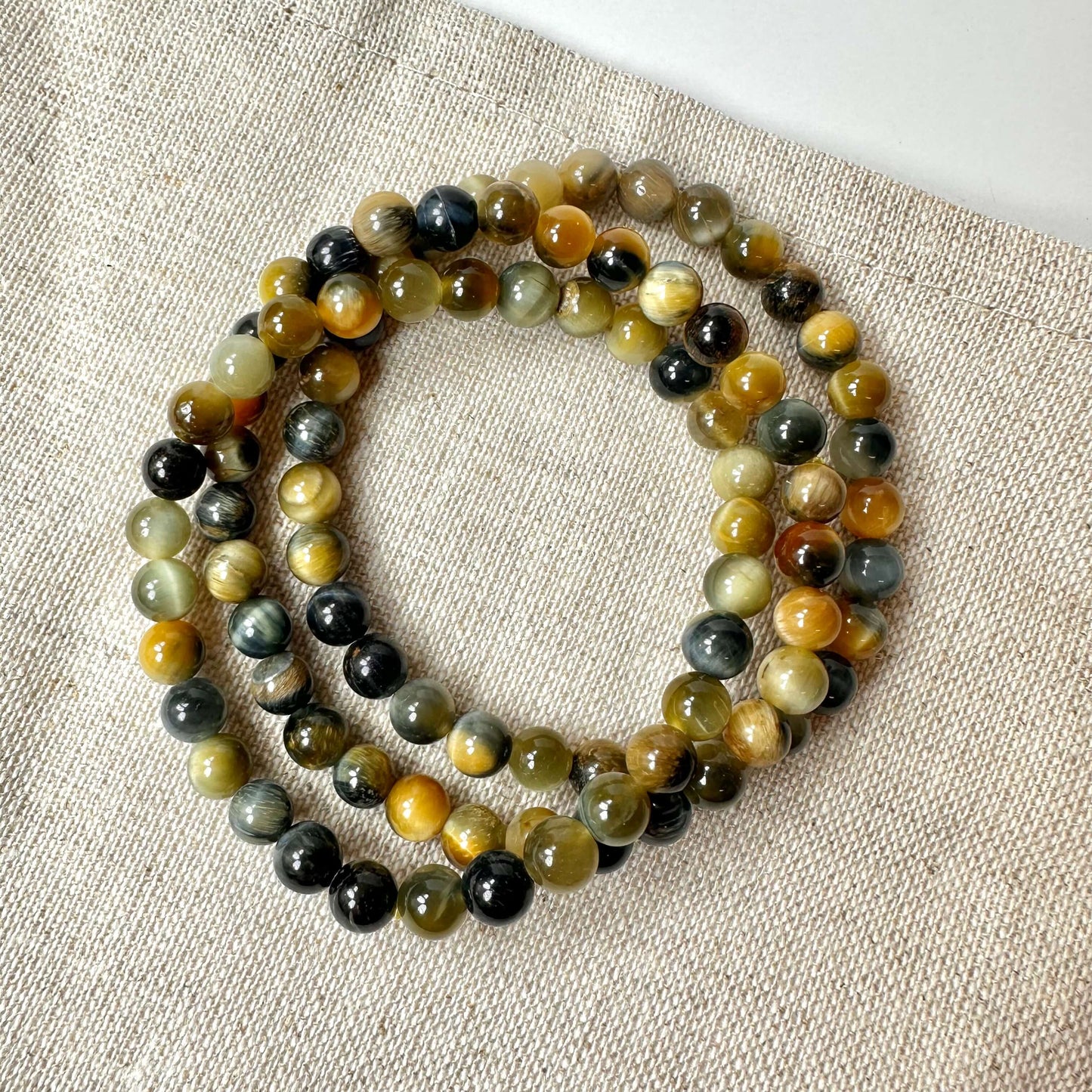 Tiger- og Falkeøje armbånd 6mm