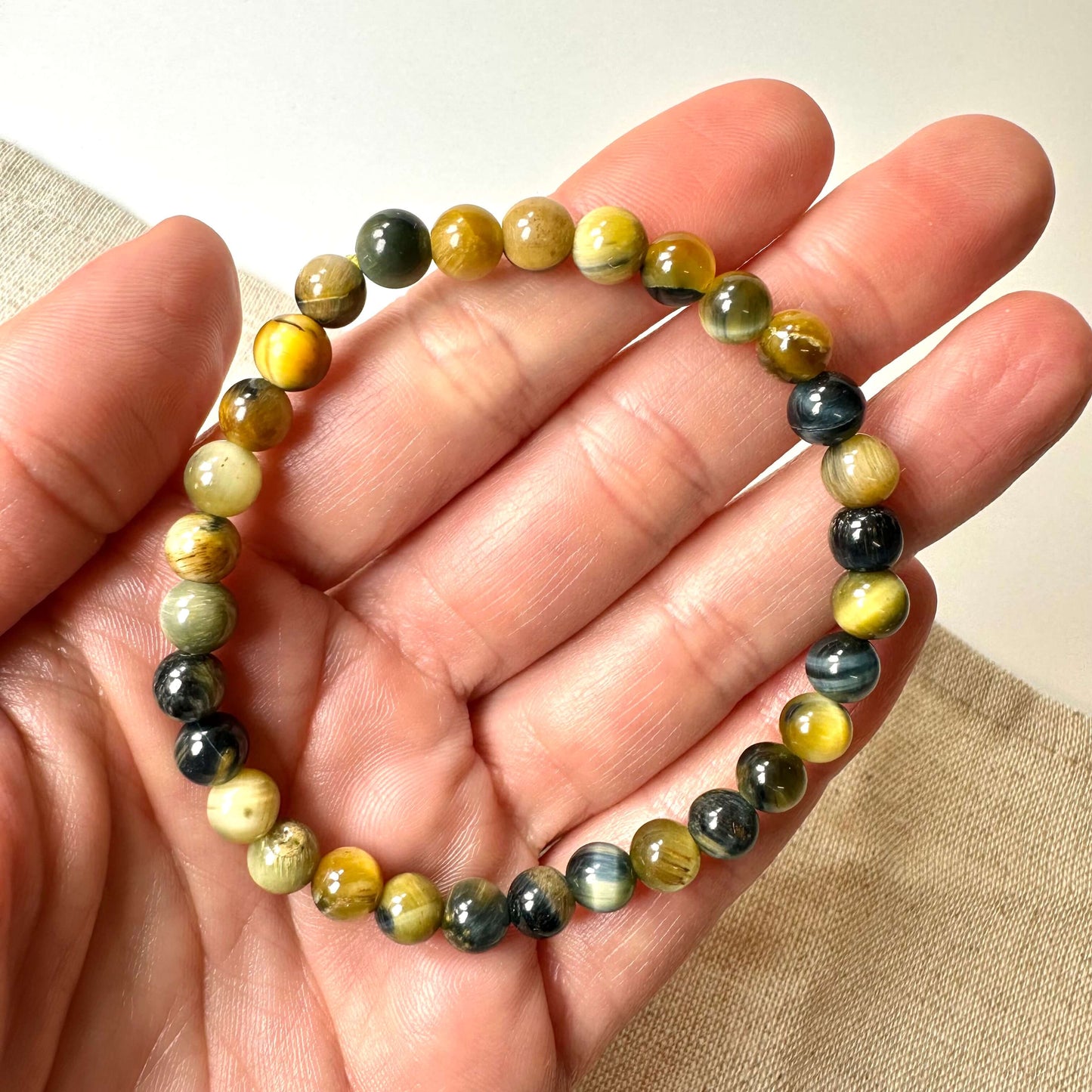 Tiger- og Falkeøje armbånd 6mm