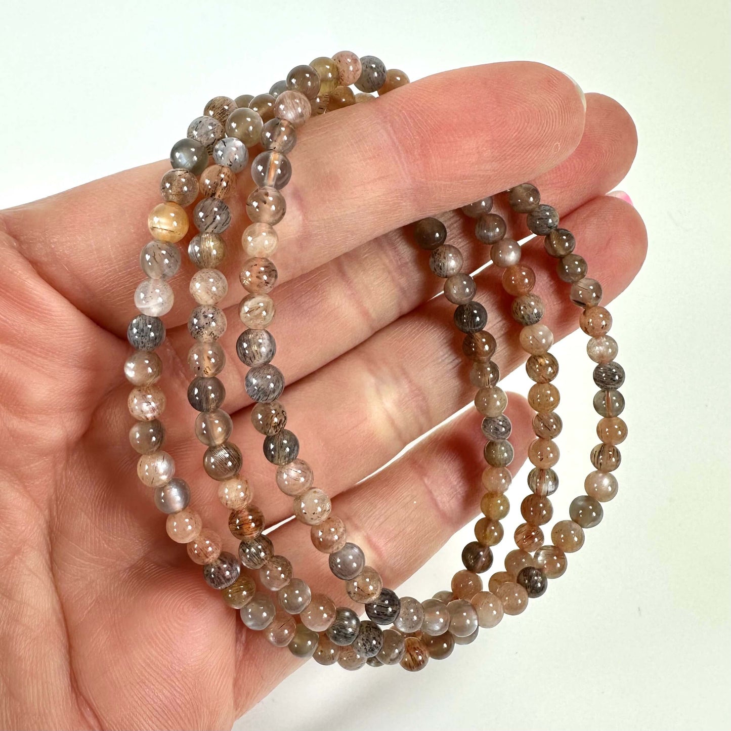 Sort månesten armbånd 4mm