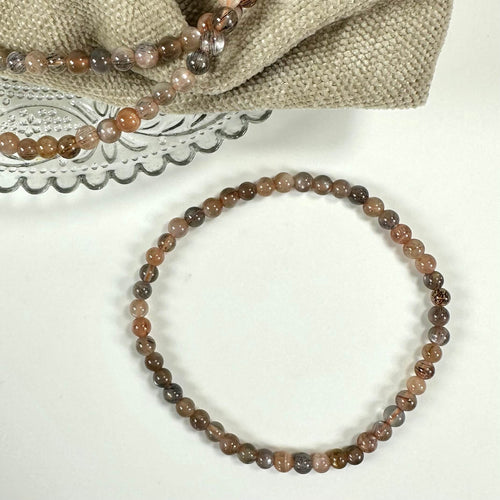 Sort månesten armbånd 4mm