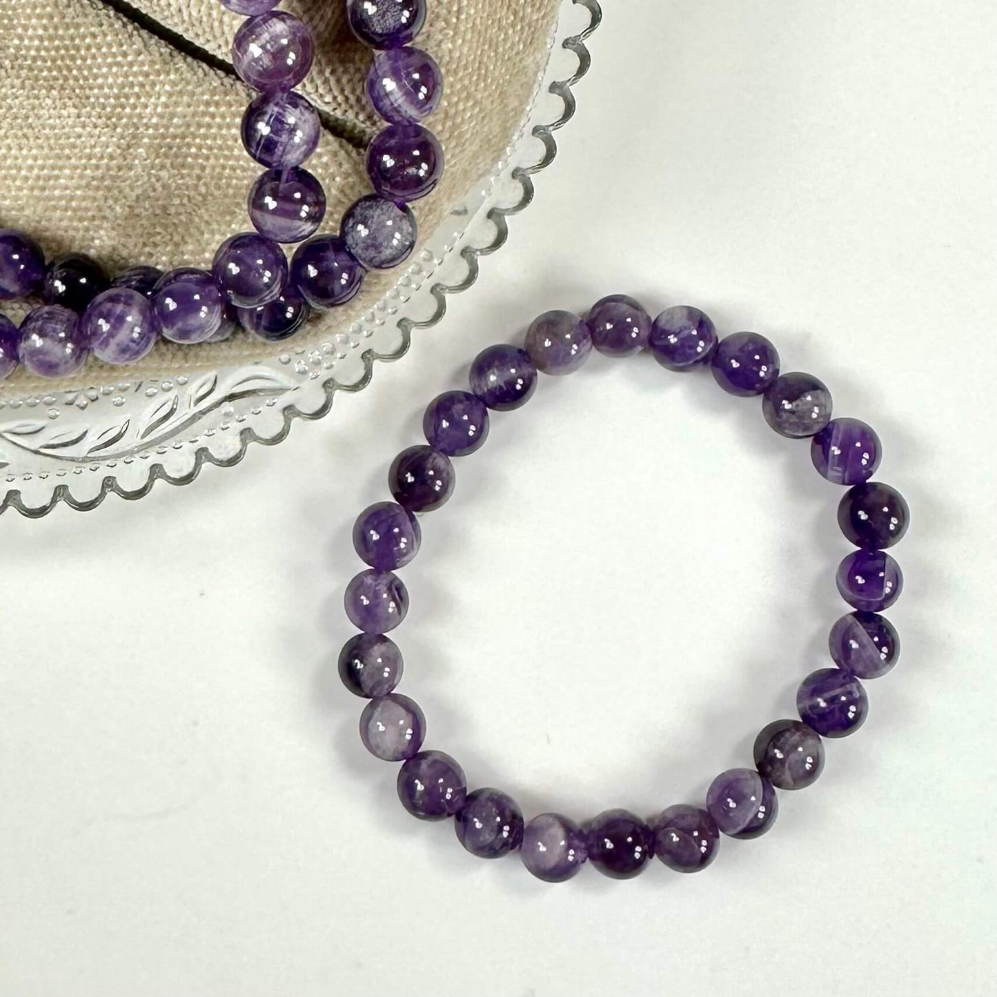 Ametyst Chevron armbånd 8mm