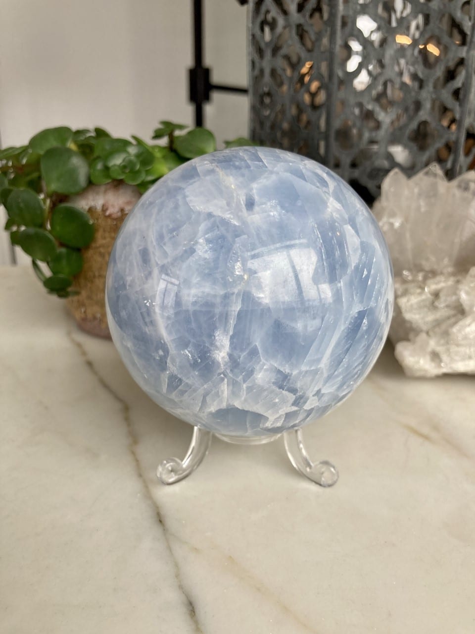 Blå Calcit kugle